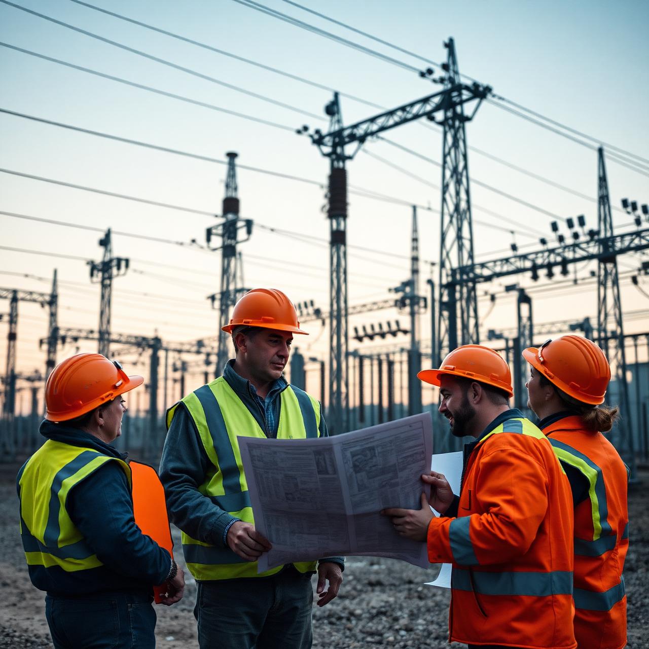 Equipe técnica em operação industrial