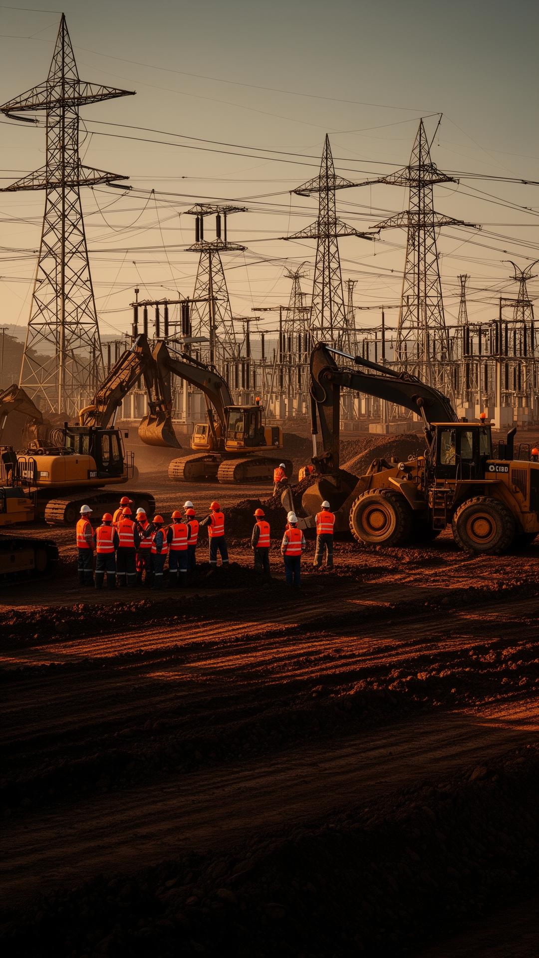 Canteiro industrial em operação